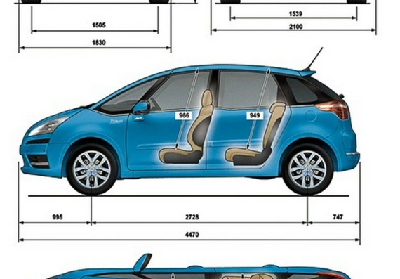 Citroën C4 Picasso (2006) (Citroën C4 of Picasso (2006)) are drawings of the car